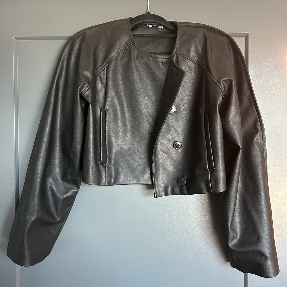 Zara Black Faux Leather Jacket for Women